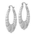 thumbnail image 2 of Primal Silver Sterling Silver Rhodium-plated Diamond-cut Scalloped Hoop Earrings, 2 of 5