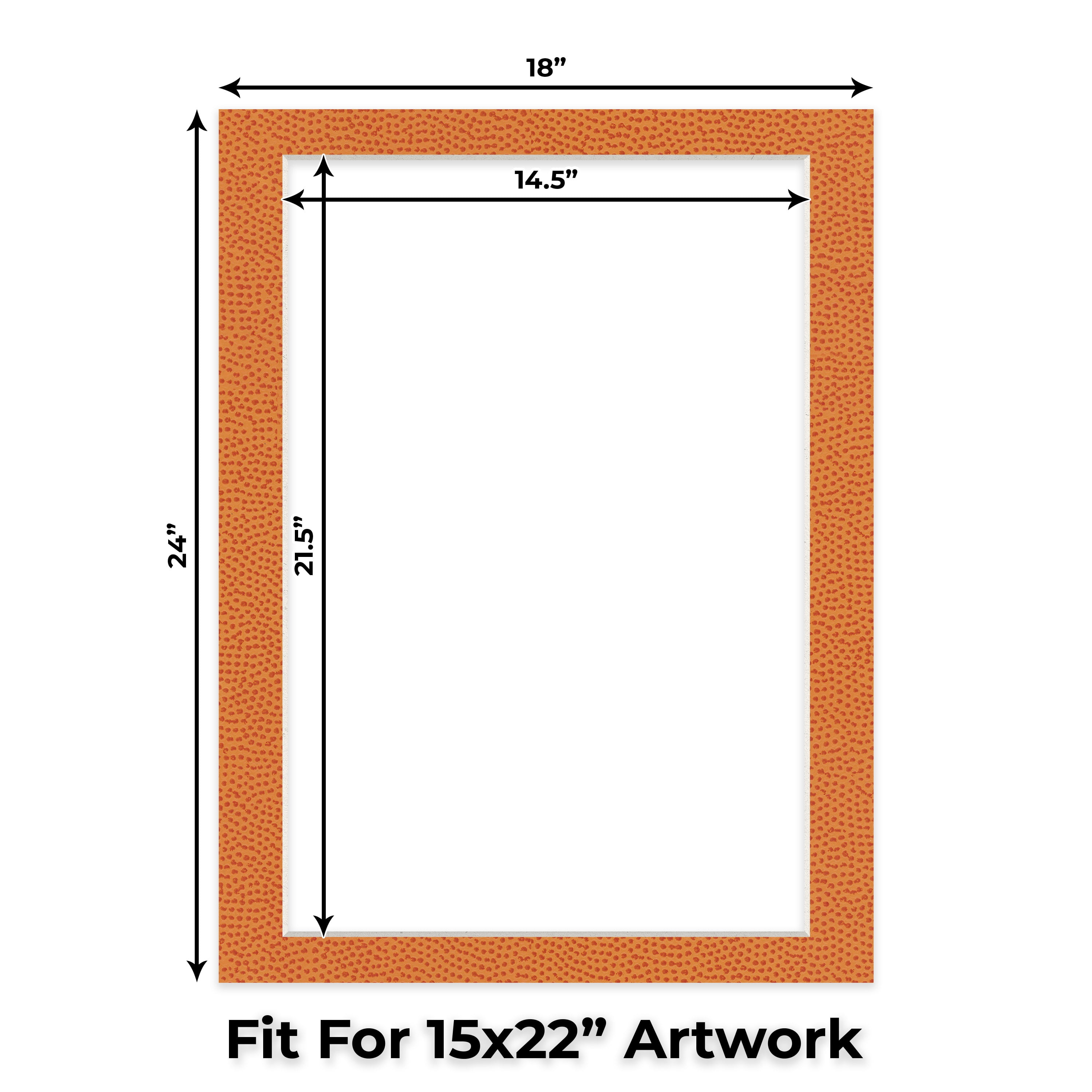 Basketball Texture Picture Frame Mat for 18x24 Frames - Fits 15x22 Photos - 1 Mat