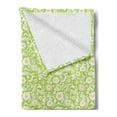 thumbnail image 2 of Botanical Soft Flannel Fleece Throw Blanket, Abstract Pattern with Floral Details Spring Beauty Blossom, Cozy Plush for Indoor and Outdoor Use, 50" x 60", Apple Green Pale Orange, by Ambesonne, 2 of 5