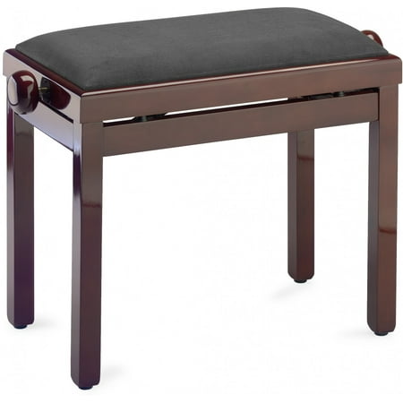 Stagg PB39 MHP VBK Adjustable Piano Bench - Highgloss Mahogany with Black Velvet Seat Top