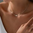 thumbnail image 4 of GOSFRY Cross Necklace for Women Dainty 14k Gold Plated Small Cross Pendant Choker Box Chain Simple Trendy Cute Gift, 4 of 11