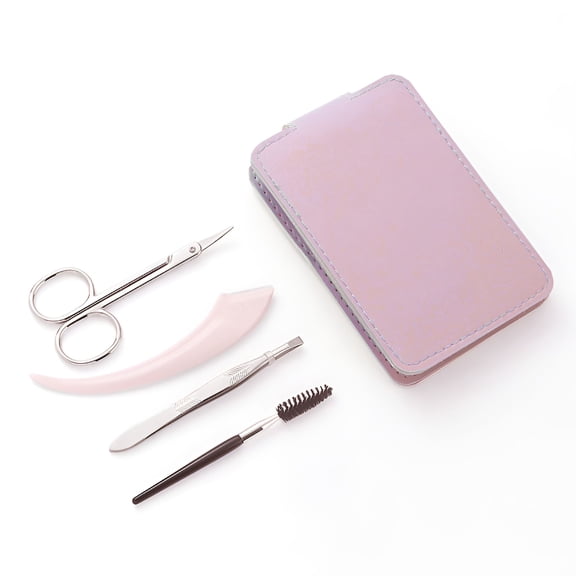 LAMIRO Eyebrow Tweezer Set Professional Stainless Steel Tweezers for Women & Men Precision Tweezer for Eyebrows Facial Hair with Leather Travel Case with Mirror(4 PCS)