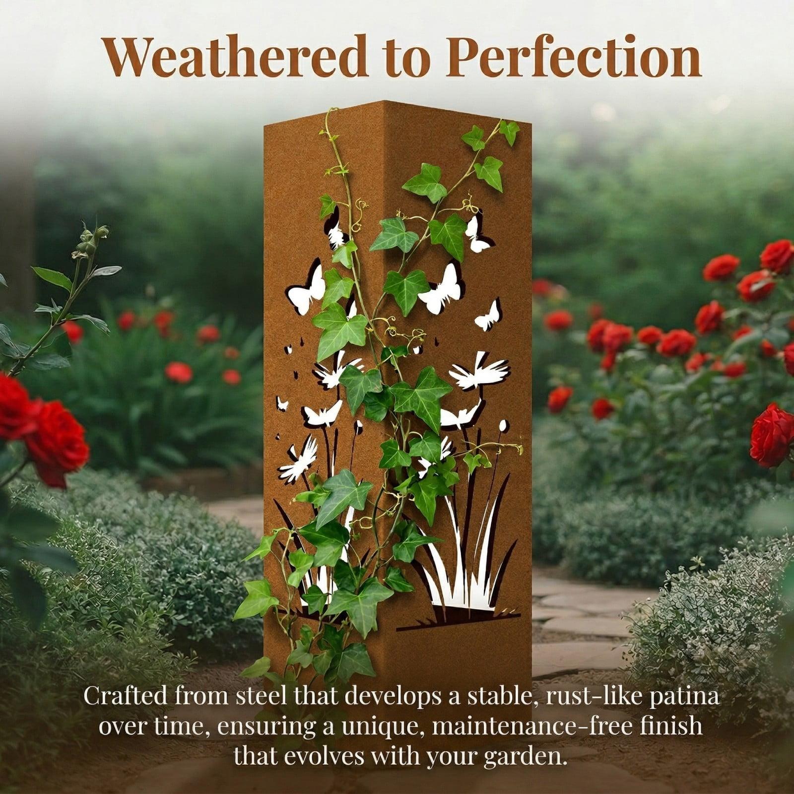 Outdoor Pineapple Garden Column, Rustic Metal Light Cover Sculpture, Modern Yard Statues, Patio Walkway Decor, Column for Garden Beds, Entryways, Pathways, Summer Outdoor Art Accent, Weatherproof, A
