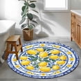 thumbnail image 3 of Round Rugs 3Ft, Summer Lemon Round Area Rug Washable Indoor Throw Carpet, Blue Floral Spring Botanical Vintage Small Non Slip Circle Rug for Bedroom Living Room Home Decor Aesthetic, 3 of 8