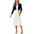 thumbnail image 2 of INSPIRE CHIC Velvet Shrugs for Women's Long Sleeve Open Front Cardigan Cropped Bolero Jacket XS Dark Blue, 2 of 6