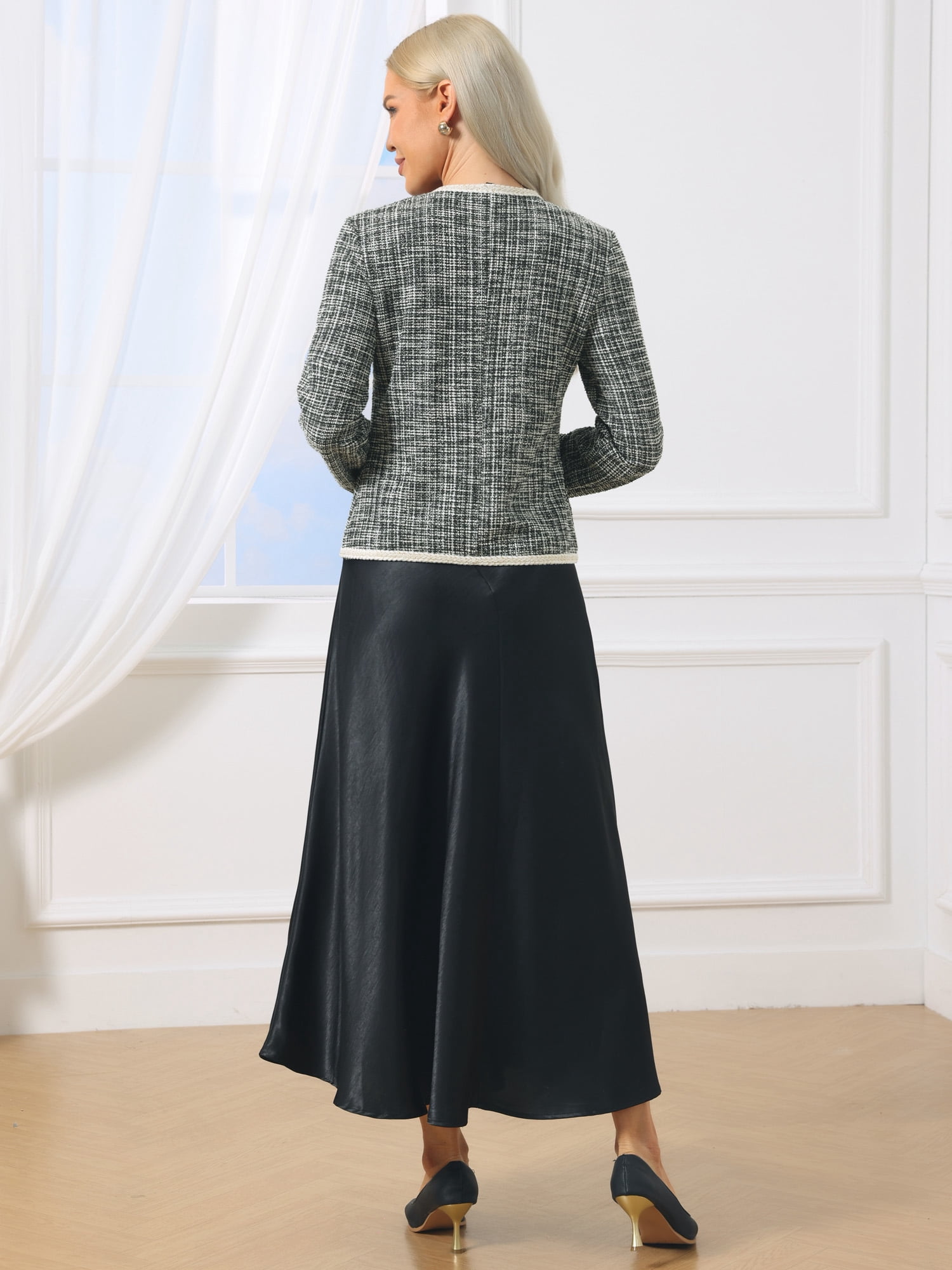 DARING DIVA Women's Long Sleeve Open Front Casual Knit Jacket M Black