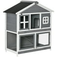 thumbnail image 1 of PawHut 49" Wooden Rabbit Hutch 2 Tier Bunny House Pet Playpen Enclosure for Indoor Outdoor with Slide-out Tray, Ramp, for Rabbits and Small Animals, Grey, 1 of 10