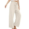 thumbnail image 2 of Jjayotai Women's Wide Leg Pants with Pockets, High Waist Adjustable Knot Loose Casual Trousers, Business Work Casual Pants White XL, 2 of 6