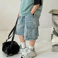 thumbnail image 5 of MKHSQHDG Boys Swim Shorts with Compression Liner 10-12 Boy's Casual Straight Leg Jeans Loose Denim Pants with Pockets Boys Denim Shorts Size 10/12 5-6 Years, 5 of 9