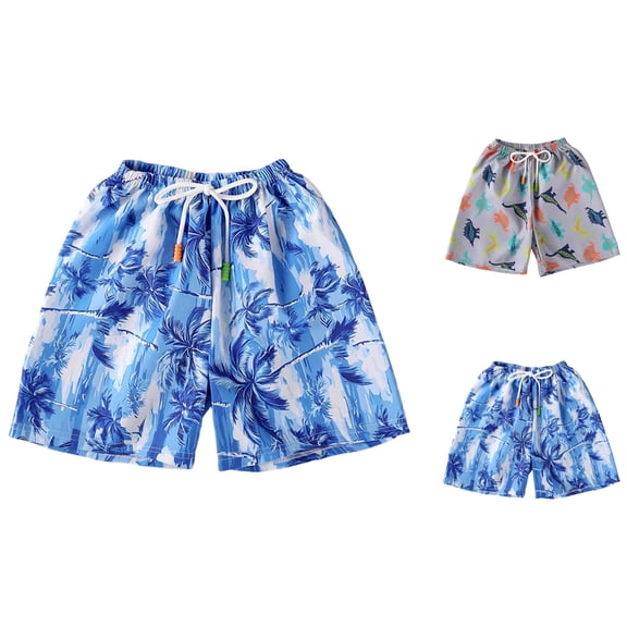SROBPTY Little Boys Swimsuit Bottoms Print Drawstring Swim Shorts Bathing Trunks for 6M-12Y
