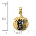 thumbnail image 2 of 14k Two-tone Gold 3-d Pumpkin With Black Cat and White Celestial Moon Cut-out Halloween Charm 21.9x14.6mm Wide Pendant N, 2 of 2