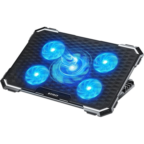 Upgrade Laptop Cooling Pad,Gaming Cooler with 5 Quiet Fans,2 USB Ports,5 Adjustable Stand Height,Blue LED Lights,for 15.6 Inch Laptops