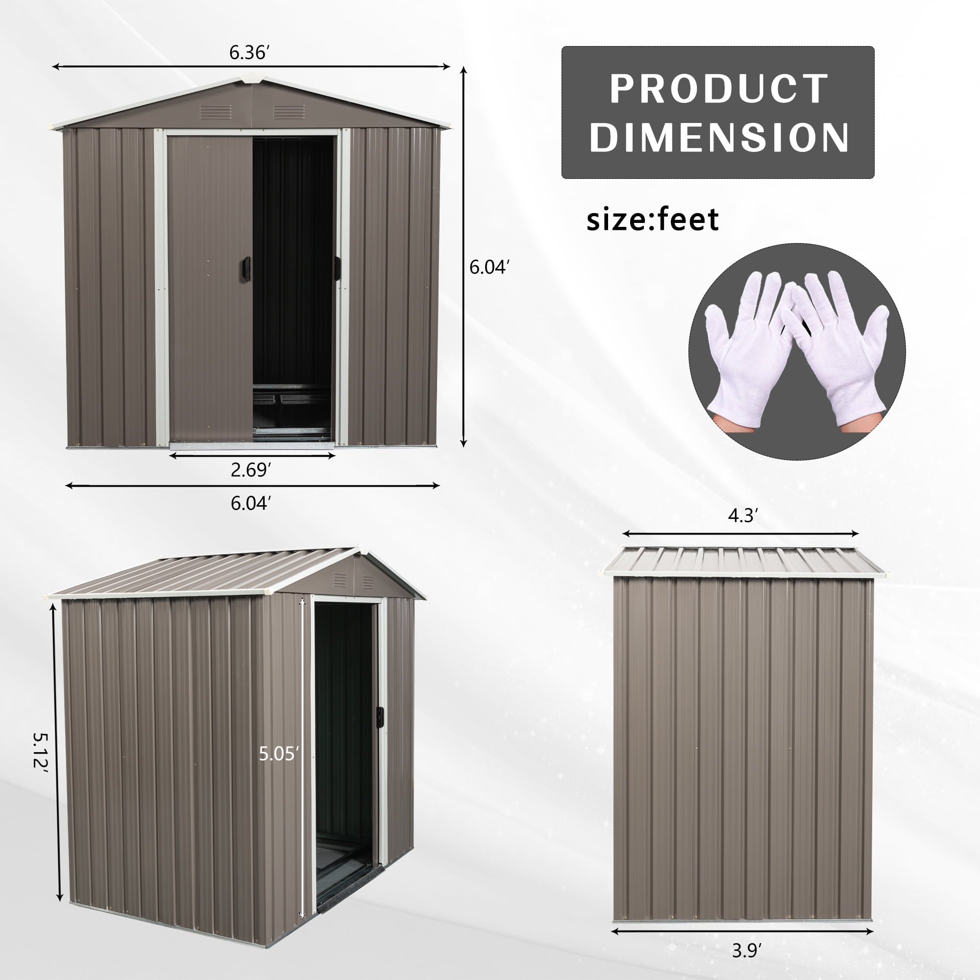 Aimee Lii 72"x46" Metal Outdoor Storage Shed, Utility Tool Shed Storage House, Metal Sheds Outdoor Storage for Backyard Garden Patio Lawn, Gray Aimee Lii 72"x46" Metal Outdoor Storage Shed, Utility Tool Shed Storage House, Metal Sheds Outdoor Storage for Backyard Garden Patio Lawn, Gray