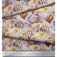thumbnail image 2 of Soimoi Grey polyester Crepe Fabric Crab,Shell & Coral Ocean Print Fabric by Yard 42 Inch Wide, 2 of 3