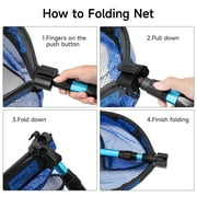 KOMCLUB Collapsible Fishing Nets Floating Fishing Net for Fish Fishing Landing Net with Telescopic Pole Rubber Coated Landing Net for Freshwater Saltwater 40.82inch