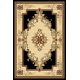 thumbnail image 4 of Glamour Thick Plush Oriental Area Rug Traditional Carpet Floral Medallion Design-206 (5'3"x5'3" Round,Black), 4 of 31