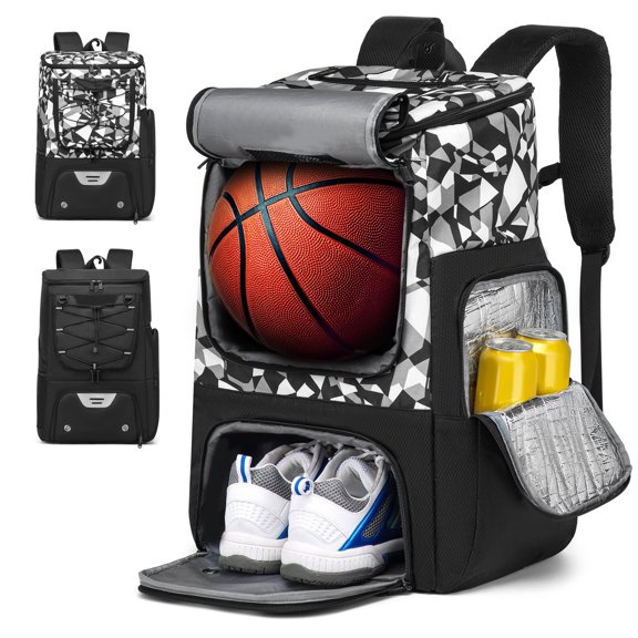 Basketball Bag Backpack -with Separate Ball Holder & Shoes Compartment 45L Basketball Bag Black