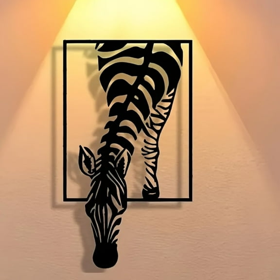HELLOYOUNG 11.81 Zebra Iron Painting Metal Wall Art Decoration – Classic Wall Design Ideal for Living Room Bedroom – Light Luxury Modern Simple European Retro Wall Transformation Artifact