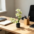 thumbnail image 2 of Artificial Potted Plants Faux Floral Arrangement In White Pot Decorative Fake Desk Plants For Home Office Centerpiece Model Green, 2 of 7