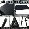 thumbnail image 5 of Vebreda Folding Chair Vinyl Padded Seat Metal Frame Home Office, Black, 4 pack, 5 of 8