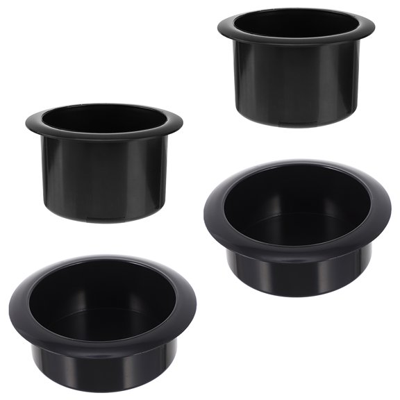 4-Pack Black Desk and Sofa Cup Holders, Easy to Use, 11x11x6.4CM Beverage Holders for Home and Office