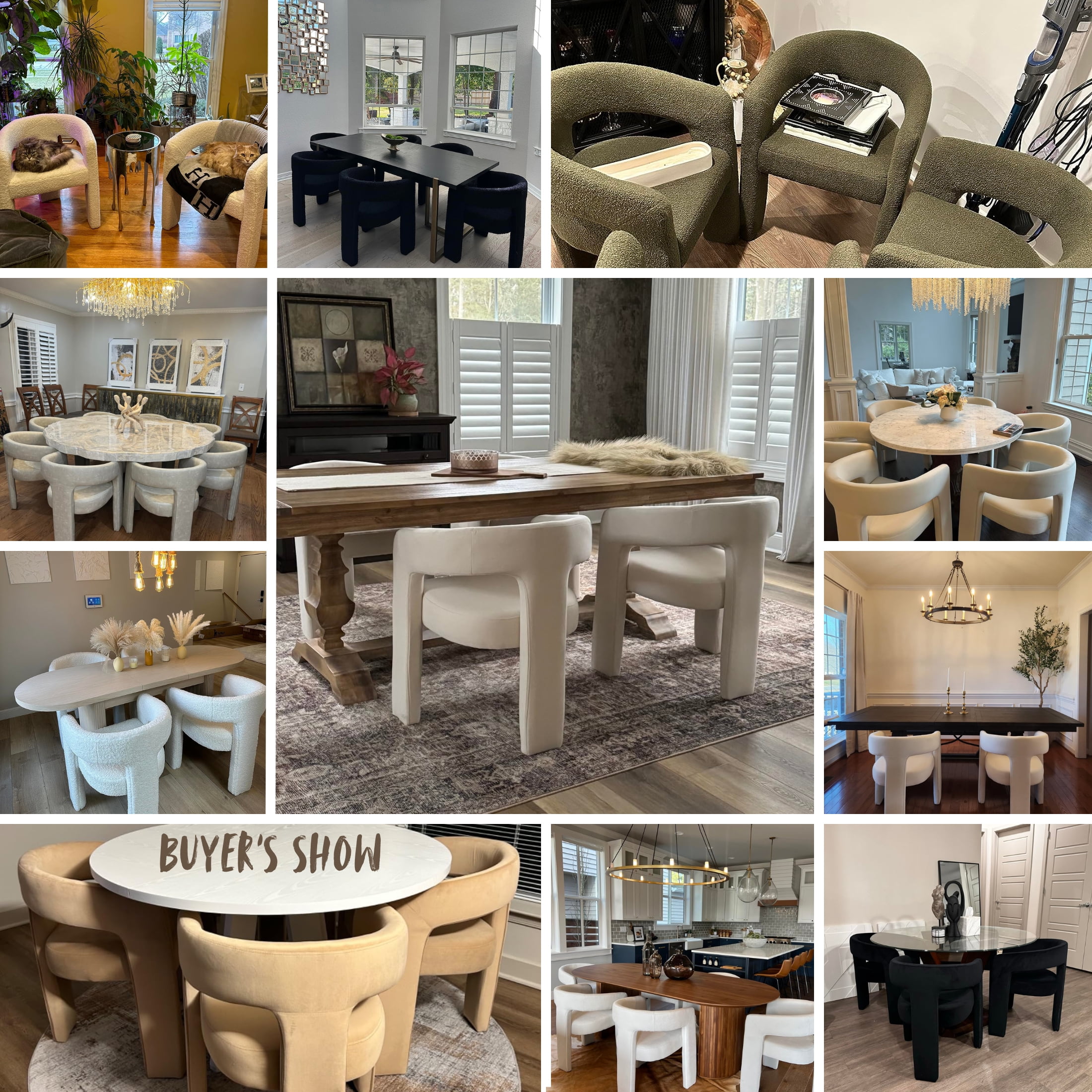 Guyou Modern Chenille Upholstered Dining Chair, Cute Barrel Side Armchair Kitchen Chair with Armrests and Back for Living Room Dining Room Bedroom, Grey