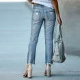 thumbnail image 6 of vigerkar Women's Distressed Destructed Washed Denim Mid High Rise Relaxed Boyfriend Jeans 2025 Blue, XXL, 6 of 8