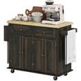 thumbnail image 4 of Rolling Kitchen Island Cart with Rubber Wood Top, Spices, and Towel Rack, 4 of 11