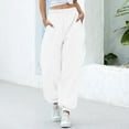 thumbnail image 1 of Pantalones de correr con cintura elástica, pantalones deportivos largos para mujer, pantalones holgados de Color sólido, 1 of 1