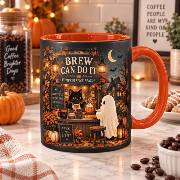 Accent Mug Halloween Coffee Scene for Pumpkin Spice Latte Lovers