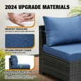thumbnail image 5 of JOYURE 6 Pieces Patio Furniture set All-Weather Outdoor Wicker Sectional Conversation Sofa Rattan patio seating sofa with cushion and Glass Table and Ottoman for Porch Poolside,Navy, 5 of 9