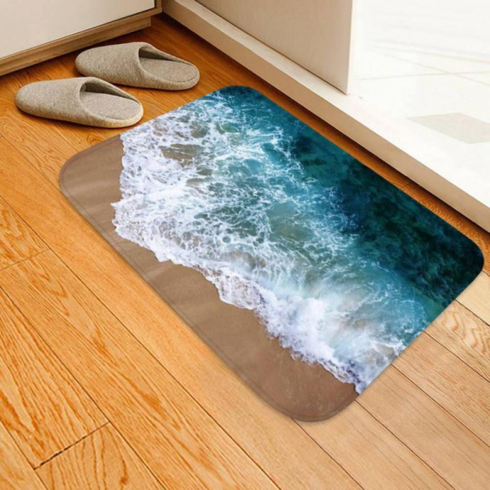 Flannel Anti-Slip Rug Sea Beach Bathroom Shower Carpet Floor Door Long Mat 