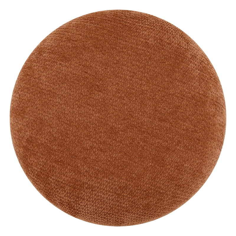 Spruce & Spring Swivel Upholstered Chenille Ottoman Footstool, Accent Stool for Living Room, Bedroom & Vanity, Orange, 17x16x16in