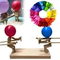 thumbnail image 1 of yeacher Wooden Duel Puppet Balloon Pop Game - Handcrafted Bamboo Figure with 50 Random Colored Balloons for Two-Player Battle Fun, 1 of 7