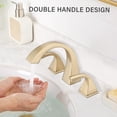 thumbnail image 3 of MAYEERTY 2-Handle 3-Hole 6-16" Widespread Bathroom Sink Faucet with Drain & Ceramic Discs, Brushed Gold, 3 of 7