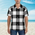thumbnail image 4 of Balery White And Black Plaid Print Men's Hawaiian Shirts Short Sleeve Beach Shirt Relaxed Fit Vacation Button Down Shirts-Large, 4 of 9