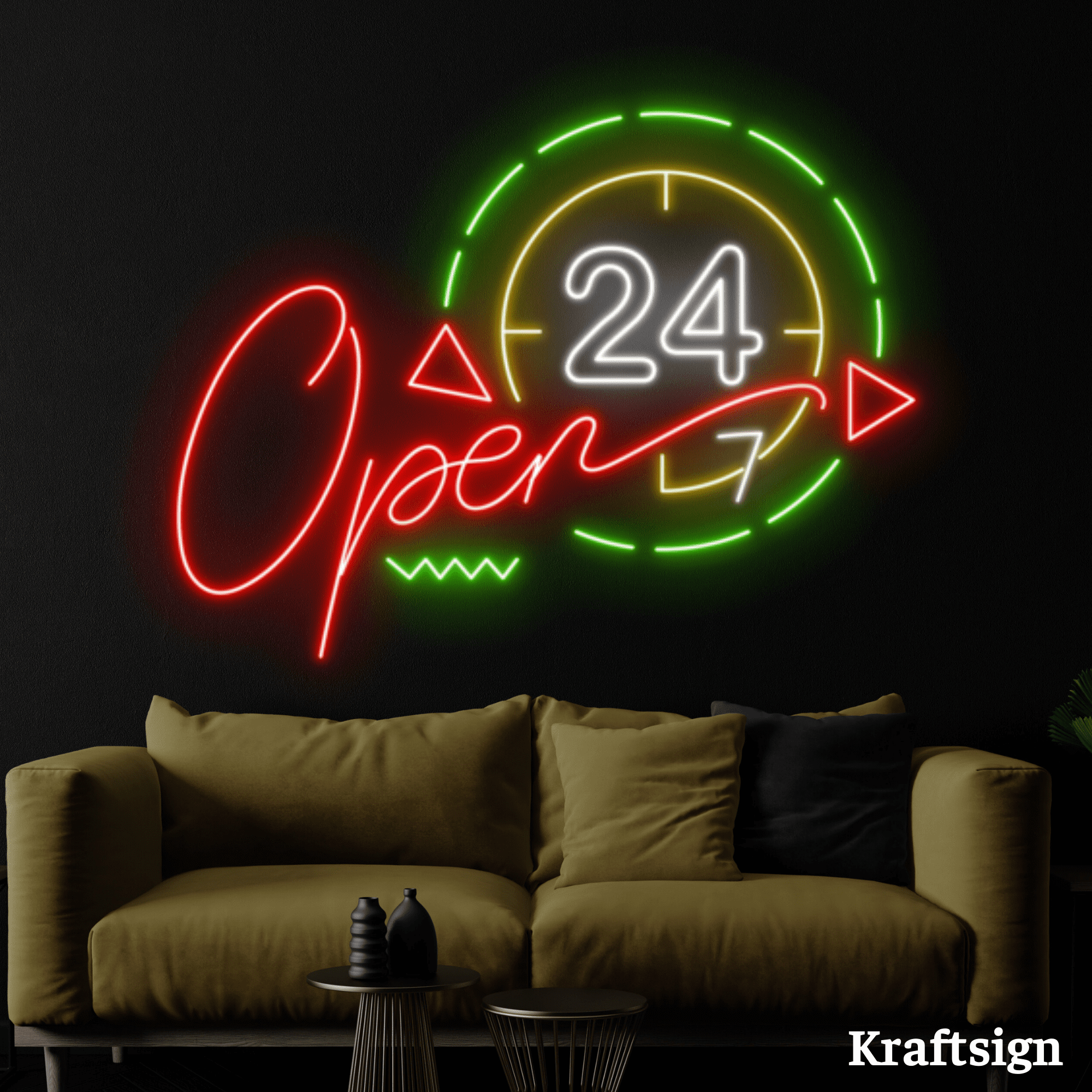 Craftnamesign Open 24h Neon Sign, Open Welcome LED Signage, Open Shop Decor