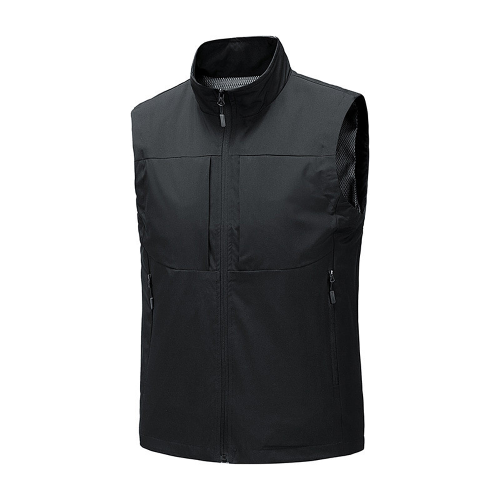 Men's Windproof Lightweight Golf Vest Softshell Sleeveless Jacket with Pockets for Running Hiking Sports Spring Fall,Black,4XL