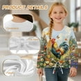 thumbnail image 6 of Xixirimido Butterfly Rooster Vibrant Daisy Printed Girls Casual Tunic Tops Tie-hem Long Sleeve Loose Soft Blouse T-Shirt Cute Graphic Girls Shirts, Size 5-6, 6 of 7