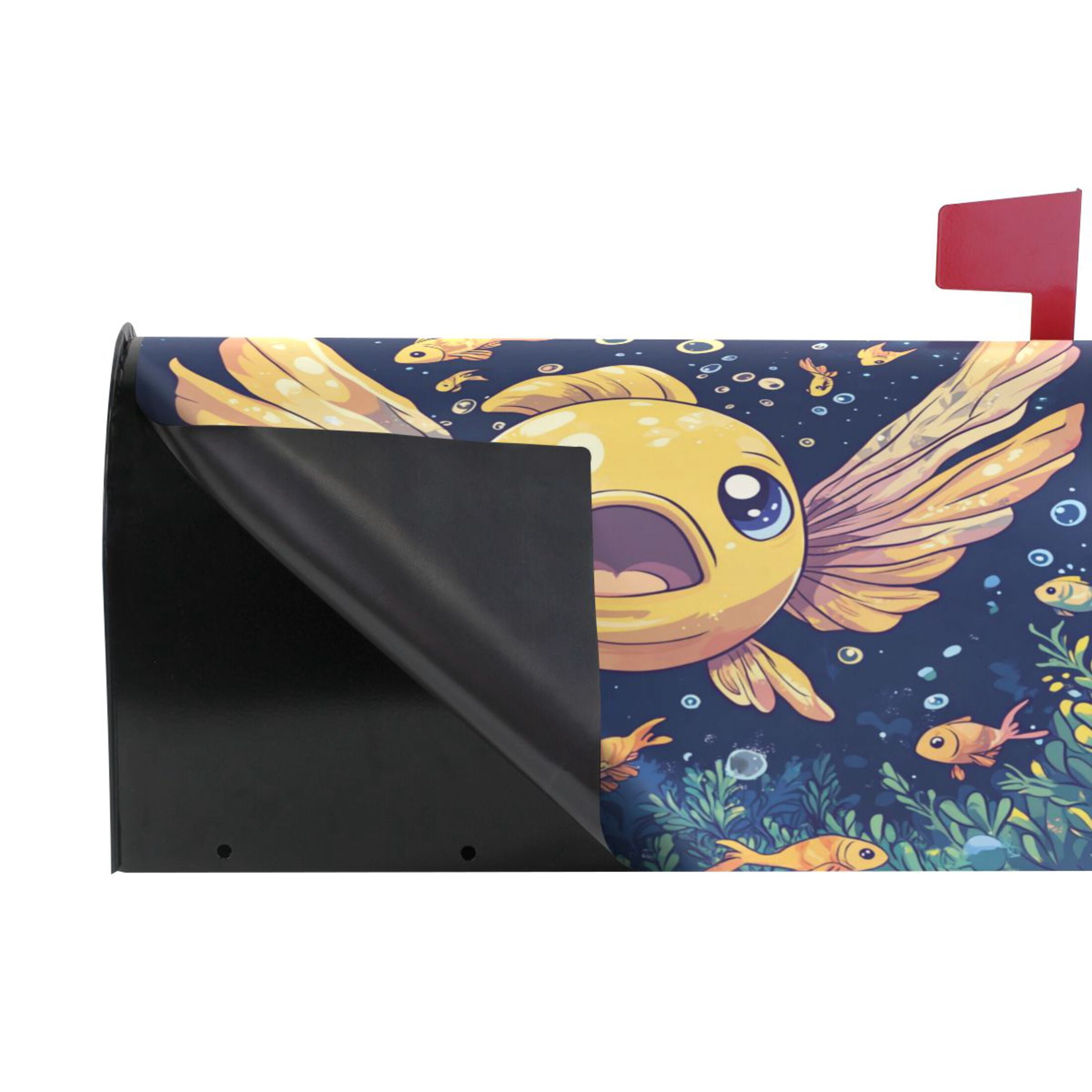 Mailbox Covers Magnetic Large Size 25.4x20.78 in Mailbox Wraps Post for Garden Yard Decor Yellow Fish with Large Wings