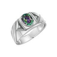 thumbnail image 5 of RYLOS Men's Rings Sterling Silver Rings Classic Designer Style 8X6MM Oval Gemstone & Diamond Ring Alexandrite Birthstone Rings For Men Size 10, 5 of 6