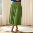 thumbnail image 4 of Women's Skirts Long New Women's Boho Midi Skirt A-Line Elastic High Waist Flowy Skirts 2025 Summer Trendy Casual Beach Wear Green XXL, 4 of 8