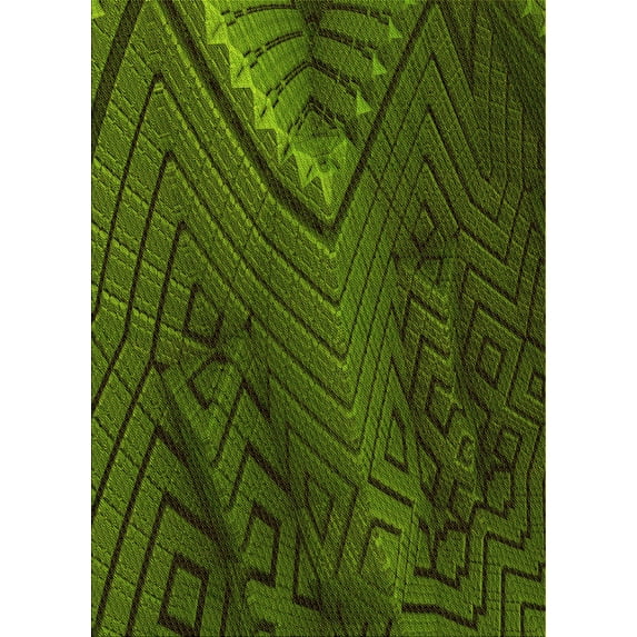 Ahgly Company Machine Washable Indoor Rectangle Transitional Dark Forest Green Area Rugs, 7' x 10'