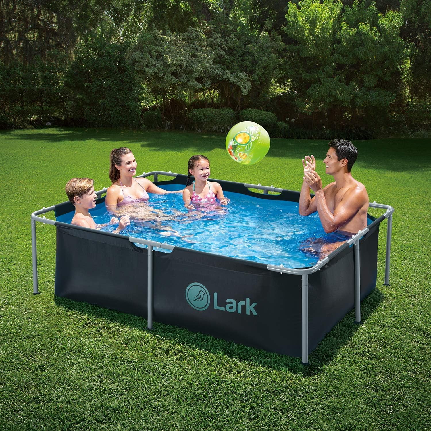 Lark 6' ft x 4' ft x 16.5" inches Above Ground Metal Frame Pool Puncture-Resistant 3-Ply Vinyl & Mesh Materials Quick Setup Patio Backyard - No Pump Included
