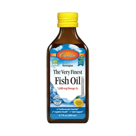 Carlson Norwegian The Very Finest Fish Oil Liquid, 1600 mg Omega-3, Lemon, 6.7 Fl