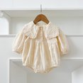 thumbnail image 4 of Ropa de bebé de primavera y otoño, mono coreano de una pieza con cuello Peter Pan para niñas pequeñas, mono de Color sólido bordado Floral, 4 of 6