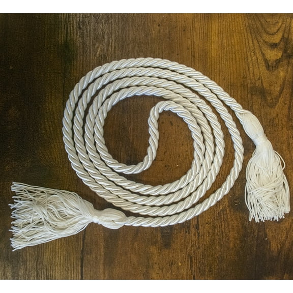 64" White Cincture with Tasseled Ends