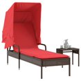 thumbnail image 1 of vidaXL Chaise Longue avec Auvent et Table en Rotin Poly Brun, 1 of 5
