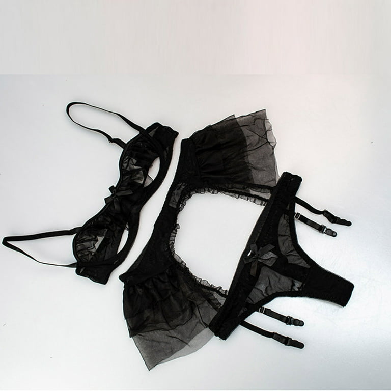 Black underwear set for Barbie - top, panties, socks