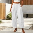 thumbnail image 2 of Linen Barrel Pants Women Cotton Palazzo High Waisted Balloon Pants Summer Casual Beach Boho Wide Leg Baggy Trousers, L, 2 of 9